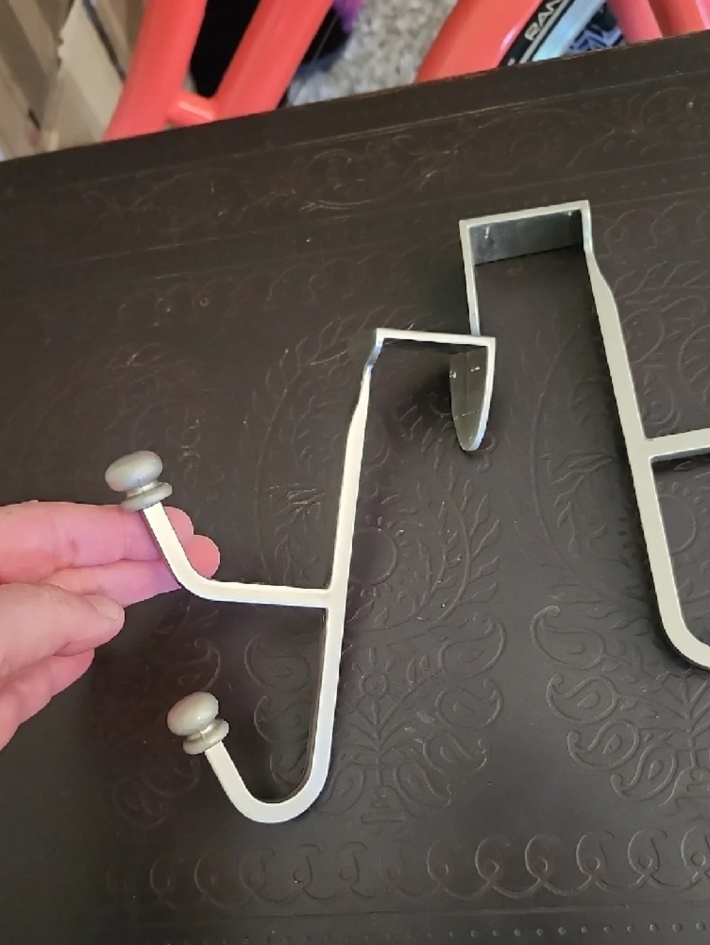 Set of 2 of Silver Tone Over-the-Door Double Hooks